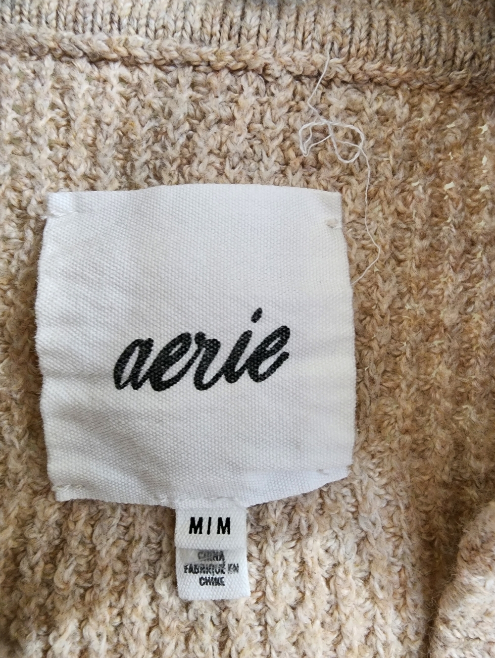 Aerie Waffle Knit Lounge Set M Beige Sweater Wide Leg Pants Cozy FLAW READ DESC - Picture 12 of 16